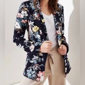 LOFT Women's Navy Blue Floral Open Front
Blazer Size 4